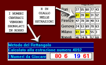 Spostandoti tra le estrazioni vengono segnalti in rosso e in giallo i numeri colpiti