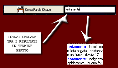 Potrai cercare specifici termini tra i risultati ottenuti