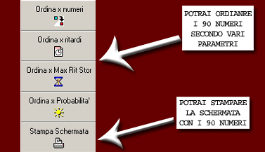 Potrai ordinare i numeri in base a vari parametri come ritardo o probabilitą di sortita